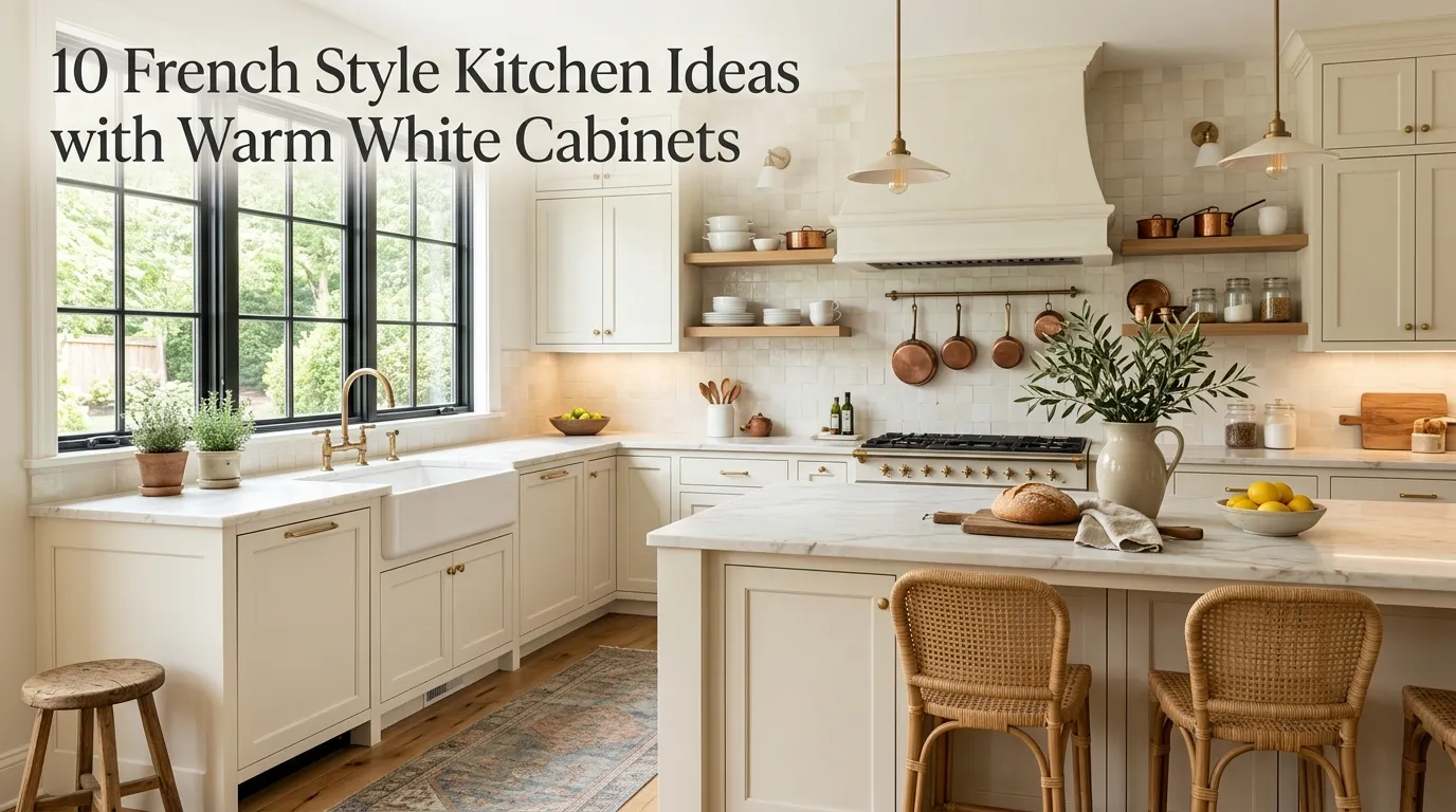 French Style Kitchen Ideas with Warm White Cabinets