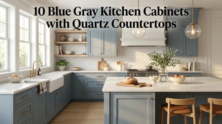 10 Blue Gray Kitchen Cabinets with Quartz Countertops