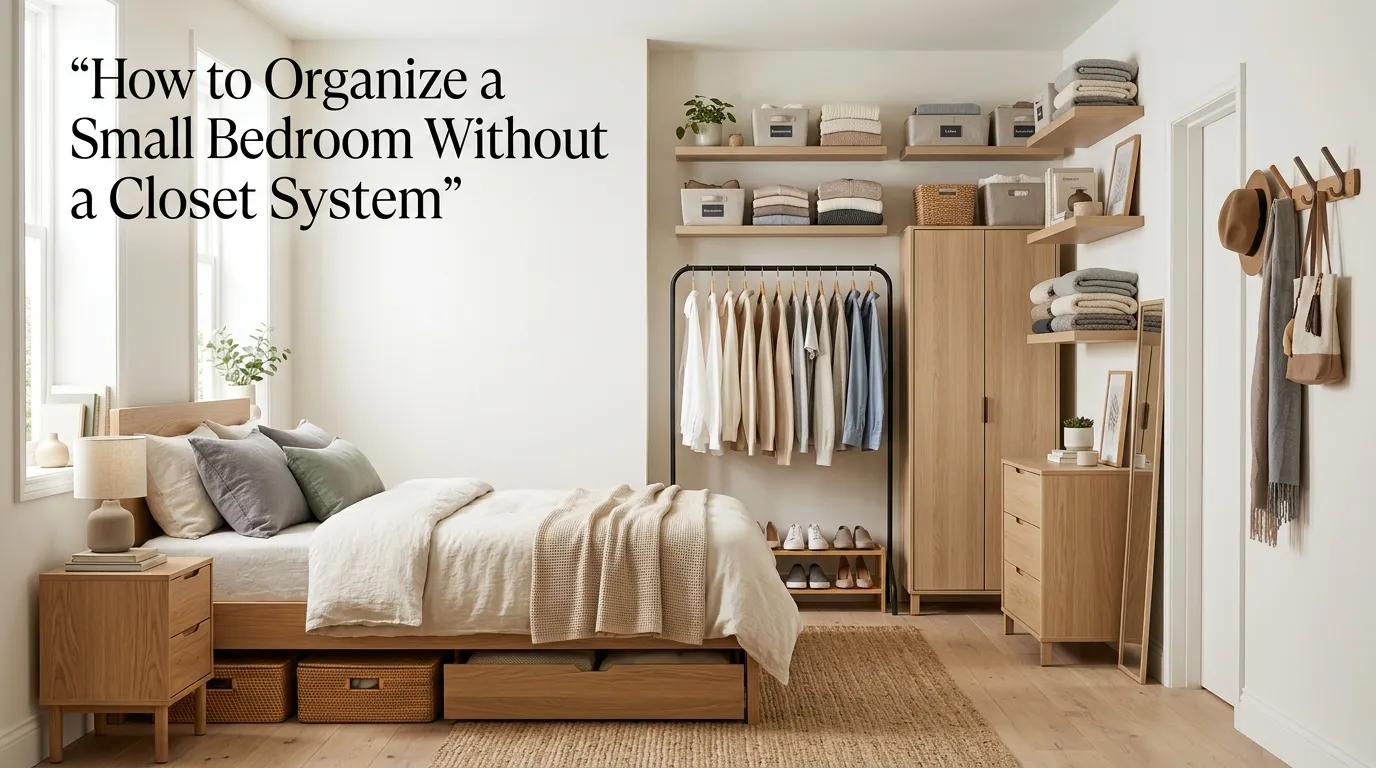 How to Organize a Small Bedroom Without a Closet System